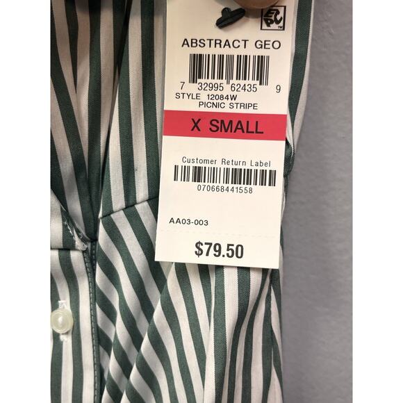 Bar III Flounce Dress Womens XS Green Picnic Stripe Ruffle Fitted Sleeveless NEW - Picture 5 of 9